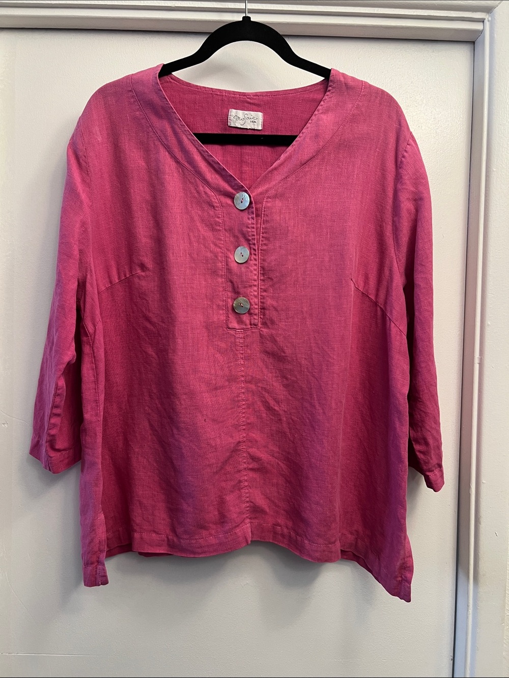 Mosaic USA Pink Linen Top Size Large